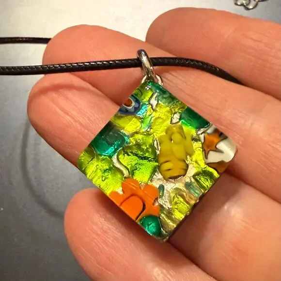 Italian Venetian Murano Glass Pendant Necklace - Picture 6 of 7